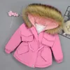 Menina jaqueta jaqueta mais pele quente criança vestuário crianças inverno garota de algodão de algodão acolchoado roupas espessadas casaco parka snowsuit h0910