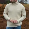 Męskie swetry 2021 jesień casual dzianiny sholders shirty topy mężczyźni luźne streetwear mody jednolity kolor z długim rękawem Turtleneck