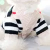 Botão Sweater Striped Sweater Outono e Inverno Roupa Teddy Kittens Bichon Cães Pequenos VIP Schnauzzer Pet Roupas 211106