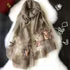 Women Colorful Flower Printing Lace Scarf Long Soft Wrap Shawl Stole Pashmina Long Soft one