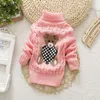 Sundae Angel Casual Boy Sweaters For Kids Long Sleeve Wool Turtleneck Cartoon Pattern Spring Autumn&Winter Child Girls Pullover 210308