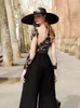 Élégant noir combinaison robes de soirée dentelle appliques manches longues robe de bal sur mesure formelle fête étage longueur robe de novia
