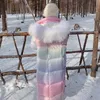 Parkas en duvet pour femmes hiver rose mode longue section sur le genou à la cheville vent doux canard blanc coton veste rembourrée femme PP686 Luci22