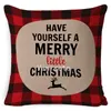 Christmas Pillow Case Xmas Decorations Red Black Plaids Geometric pattern linen pillow Cover For Santa Claus Home Textiles T2I52487