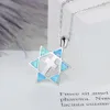 High Quality Jesus Jewelry Blue Opal Star of David Pendant 925 Sterling Silver Cross Necklace For Gfit With Chain