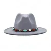 Nueva moda sombrero de fieltro de ala para mujer sombrero de fieltro de lana Color sólido sombrero de Jazz Otoño Invierno azul Chapeau Homme