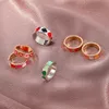 INS Style Colorful Enamel Heart Surrounded Lovely Stacking Rings for Women Minimalist Jewelry for Best Friend Cute Rings