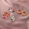 INS Style coloré émail coeur entouré de belles bagues empilables pour les femmes bijoux minimalistes pour meilleur ami anneaux mignons