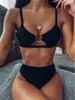 Frauen Leopard Sling Bikini Badeanzug Mode Trend Sammeln Bhs Slips Split Bademode Sommer Weibliche Sexy Zurück Einfarbig Strand Bikini