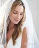 Ucuz Kadın Veils 1 Katmanlar Parmak Uzunluğu Tarak Fildişi Için / Beyaz Peçe Gelin Kesim Kenar Tül Düğün Peçe Için X0726