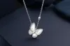 Fanjia butterfly natural white Fritillaria Necklace women rose gold fashion clavicle chain simple Pendant