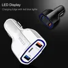 5% QC3.0 Snelle oplaadwagens Chargers met LED Halo Light Type-C PD-autolader voor telefoon Zwart Wit