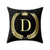 Coussin/oreiller décoratif noir doré Alphabet lettre couronne Polyester housse de coussin coussins décoratifs pour canapé décoration de la maison taie d'oreiller