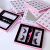 Rosa Laser Butterfly Empty3d Mink Eyelashes Box med Mirror Lady False Eyelash Case Presentkartonger Makeup Tools