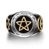 Stainless Steel Freemasonry Masonic Star Of David Ring Scottish Rite Rings hexagram Jewelry Two Tone With Black Oil Drip