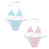 Bras Setler Sevimli Kawaii Japon Anime Style Stripe Lingerie Set Strip Strip Tie Cosplay lolita iç çamaşırı bikini sütyen ve külot seti külot 020723h