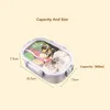 Oneup Box Box Stainless Steel Fullible Portable Food Container Bento Box Microwavable Helproof مع ملاعق Food Box 201016