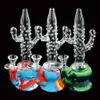 Hookahs 8.4'' Water Pipe Smoking Bong Pipes Silicone and Glass Cactus Shape Oil Dab Rigs Shisha