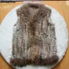 Design Real Fur Vest Raccoon Dog Fur Collar Waistcoat Natural Sticked Rabbit Fur Vest Gilet for Women Retail/Wholesale Gilet T191118