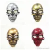 Halloween Adulti Maschera teschio Fantasma di plastica Maschera horror Oro argento Maschere viso teschio Unisex Maschere per feste in maschera di Halloween Prop XVT0943