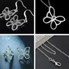 high quality plating 925 sterling Silver woman Butterfly Necklace Earrings Butterfly jewellery set