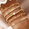 Braccialetti con ciondoli 5 pezzi/set Set di catene a serpente in oro per donna Bracciali avvolgenti multipli impilabili Bracciale di gioielli a mano di base