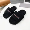 Trendy Designer Slippers Fur Home Shoes Flip Flop Winter Solid Color 1:1 Embroidery Original Rubber Non-slip Wear-Resistant Bottom Autumn Sheep Dupe Plush Sandals