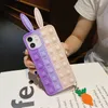 Rabbit Pop It Push Bubble Phone Cases para Iphone 13 12 11 PRO MAX 6 7 8 Plus Fidget Reliver Stress Funda de silicona 50pcs / lot