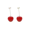 Stud Mode 3D Rouge Cerise Boucles D'oreilles Mignon Fruit Or Dangle Boucles D'oreilles Charme Bijoux Cadeau Boucles D'oreilles pour Femmes Filles Saint Valentin