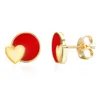 Laya Silver HeartShaped Circle Stud Earrings for Women 925 Sterling Silver Simple Design Red Fine Jewelry Handmade Emamel 2022 TR32336035