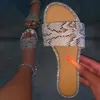 2021 Summer Sandals Women Leopard Rhinestone Flat Sandals Ladies Slippers Shoes Female Round Toe Luxury Bling Sandalias Mujer