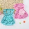 Dog Apparel 2021 Summer Cute Floral Pet Dress Vestidos For Small Dogs Princess Luxury Wedding Cats Clothes Pink/Blue