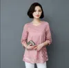 여성 여름 블라우스 셔츠 쉬폰 레이디스 탑 패션 카미사 무저르 크기 M-5XL 흰색 분홍색 자주색 레이스 블라우스 11E 210308
