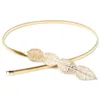 Bälten 2021 Fashion Women Elastic Metal Belt Gold Skinny Vintage Leaf Gold/Sliver Högkvalitativ midjebandskedja BL36