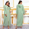 Ethnic Clothing Women Hooded Muslim Abayas Arabic Turkish Maxi Dresses Long Sleeve Dubai Kaftan Robe Female Djellaba Islamic