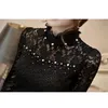 Frauen Häkeln Bluse Femininas Rüschen Hals Spitze Sheer Shirts Vestidos Blusas Tops Plus Größe 5XL 210226