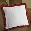 Vermelho preto manta sublimação fronha de linho lattice lace capa de travesseiro em branco diy foto sofá almofada cobre decoração festa de Natal