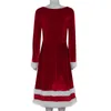 Casual jurken Women Soft Velvet Rood groene kerst kostuumjurk met lange mouwen