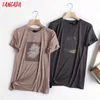 Tangada Mulheres Verão Impressão Vintage Algodão T Shirt Alta Qualidade Tees Ladies Casuais Tshirt Top Street Wear Top 6D36 210609