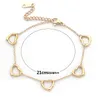 Rostfritt 5st Hollow Heart Charms Link Chain Armband Justerbar storlek 18K Guld Silverfärger kärleksfulla gåva smycken för Lady T-Lette3137