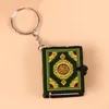 1Pcs New Muslim Keychain Resin Islamic Mini Ark Quran Book Real Paper Can Read Pendant Key Ring Keyfob Religious Jewelry