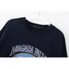 Übergroße Mädchen Wasserfall Stickerei Sweatshirts Frühling-Herbst Mode Damen Weiche Dicke Pullover Lose Frauen Chic Kleidung 210805