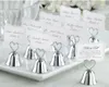 Andra bröllopsgäster 100 st storlek 6x34cm Vackert guld Silver Kissing Bell Place Card Holder Po Holder Table Decoration Party7746249