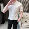 Chinese stijl heren jurk shirts zomer casual slim fit streetwear sociaal shirt nacht club feest kleding camisa masculina 210527