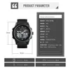 SKMEI Outdoor Sports Men's Watch Dual Time Display Analog Digital Watch Fashion Lysous Vattentät Kompass Klocka 1514 G1022