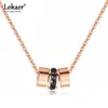 Lokaer tricyclique noir CZ cristal pendentif collier femme titane acier couleur or Rose clavicule chaîne collier bijoux N17020