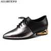 ALLBITEFO taglia 34-42 Lucertola trama incrociata in vera pelle da donna scarpe con tacco moda sexy donna tacchi alti scarpe con tacco basso 210611