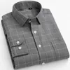 Men's Cotton Flannel Shirt Regular Fit Brushed Button Up Male chemise Single Breasted Comfort Thick Casual Shirts Plus Size 4XL 210609