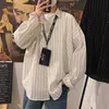 Privathinker Siyah Beyaz Çizgili erkek Gömlek Harajuku Erkekler Rahat Uzun Kollu Gömlek Streetwear Adam Büyük Boy Bluz Tops 210809