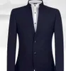 New Design Black Men Suits Stand Collar Classic Suit Business Wear Custom Made Formal Male Suit (jacket+pant) X0909